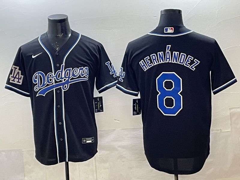 Men 2025 Nike Los Angeles Dodgers #8 Hernandez Black MLB Jersey style 009